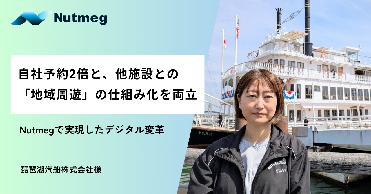 自社予約2倍と地域周遊プランの仕組み化を両立。琵琶湖汽船がNutmegで実現した観光船DXをご紹介。